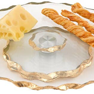 Badash - Wholesale Platter - Gold Leaf Chiseled Edge 13" Turning Platter3