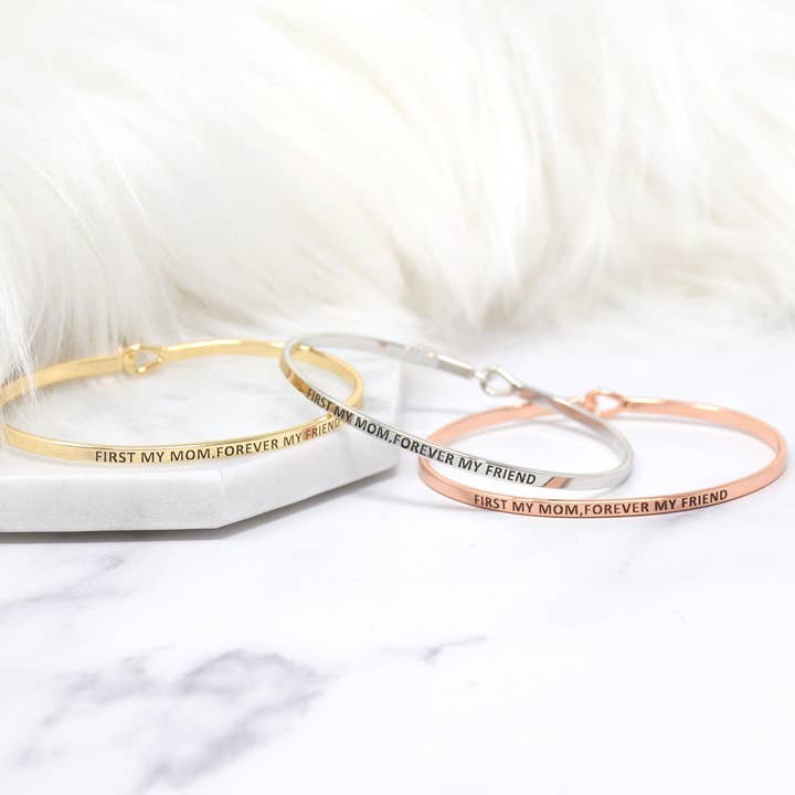 FIRST MY MOM FOREVER MY FRIEND | Dainty Inspired Message for wholesale by Curated Trinkets