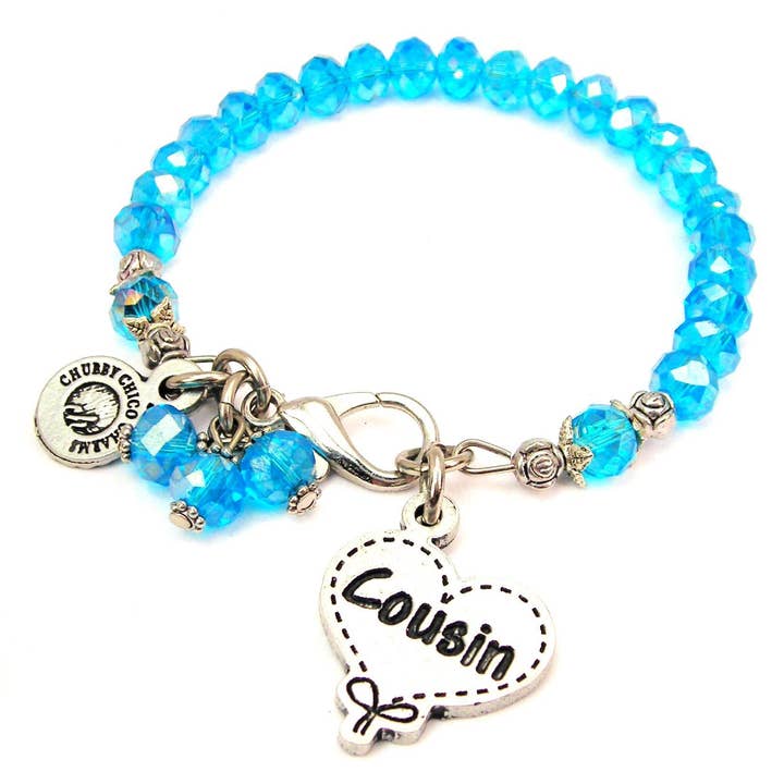 Cousin Quilted Heart Splash Of Color Crystal Bracelet for wholesale by Chubby Chico Charms