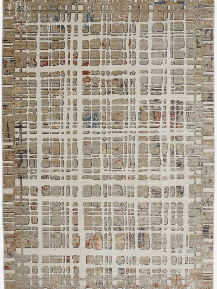 Karina 8259 Ivory Plaid Area Rug for wholesale by KAS Rugs