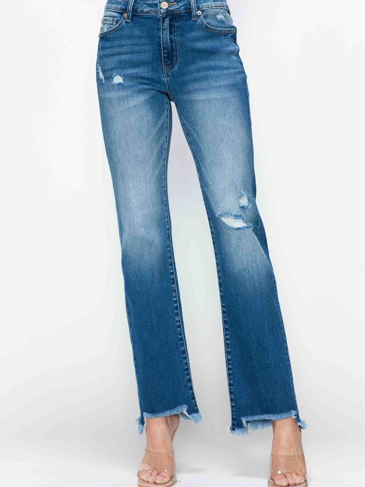 Azul médio JEANS DE PERNA DIREITA RELAXADA DE CINTURA MÉDIA #BT5001 para venda a revendedores na Faire3