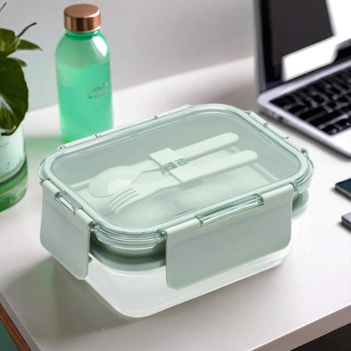 Lexi Home - Wholesale Lunch Bag/Box - Deluxe 4-in-1 Double Layer Glass Bento Box with Utensils