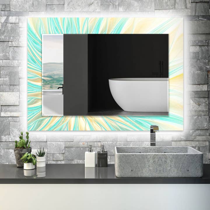 Abstract Tempered Glass Wall Mirror for wholesale by MyPhotostation