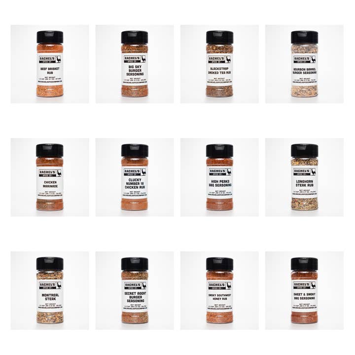Essenciais para Grelhar - Frascos de 1/2 Chávena (12 Misturas) – 4 de Cada por atacado de Rachel's Spice Company
