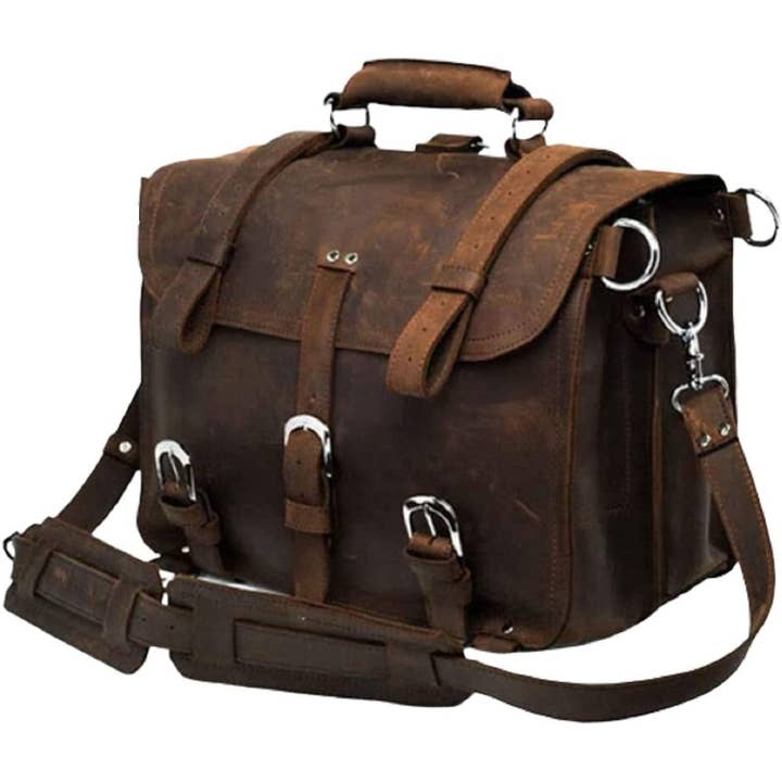 Tuzech Leather - Wholesale Messenger Bag - Men's - Men's Retro Full Grain Leather Briefcase Shoulder Bag1
