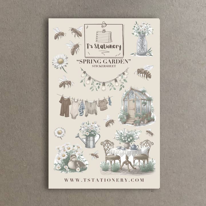 Feuille d'autocollants « Spring Garden » pour la vente par T's Stationery