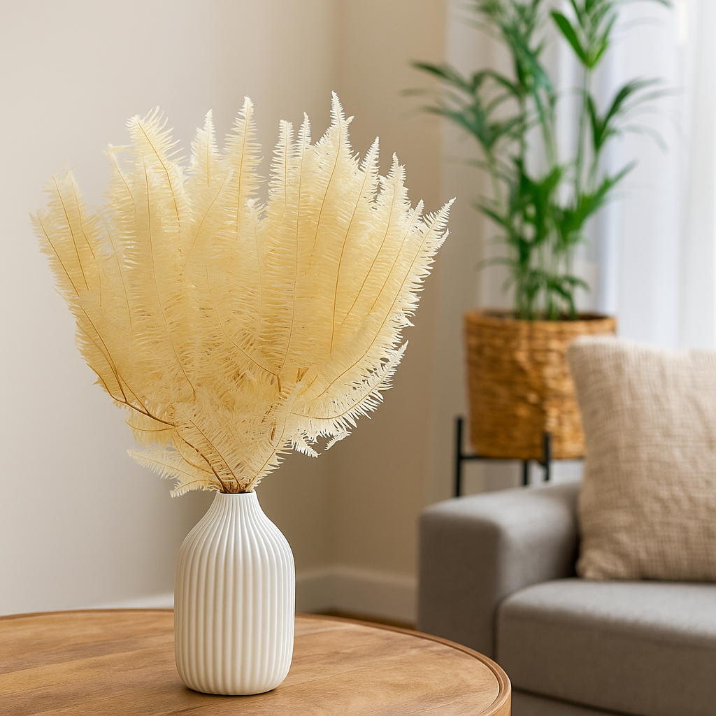 GS Foliage - Vente Fleurs artificielles - Feuilles de Fougère Blanches, Tige de 8" | Bouquet de 10 pièces0