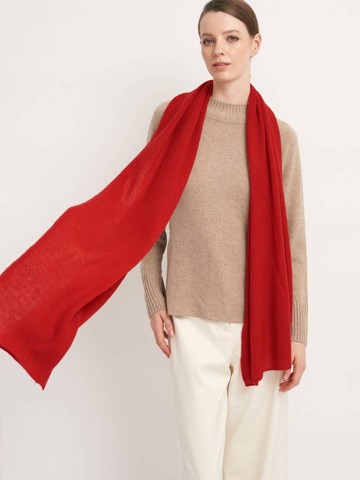 Cashmere scarf shawl in one - Scarlet Red for wholesale by CASHMERISM