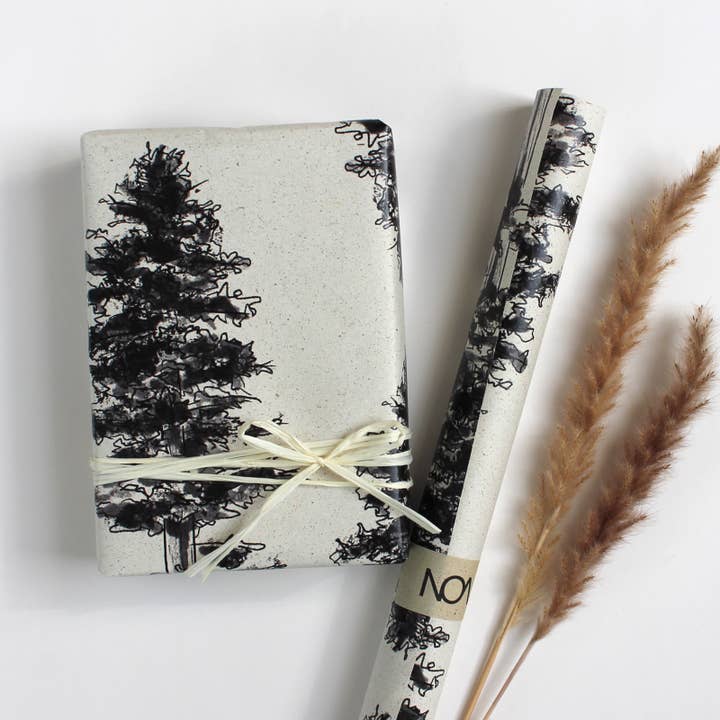 Gift wrap roll made of grass paper, length: 300cm, white fir for wholesale by NOA Papeterie