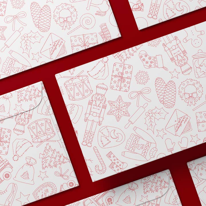 My Pretty Circus - Wholesale Envelopes - Envelopes "Christmas Doodles" - Set of 8 in DIN C58