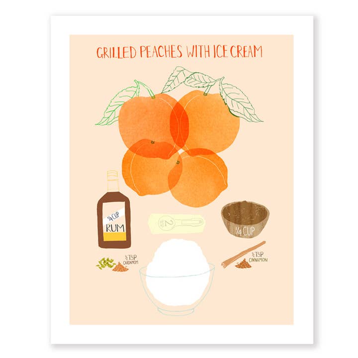 Grilled Peaches Art Print for wholesale by Claudia Pearson