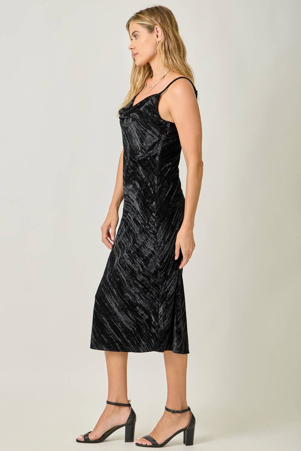 Mystree - Wholesale Dress - Women's - 61297 Cowl Neck Crinkle Velvet Slip Dress11