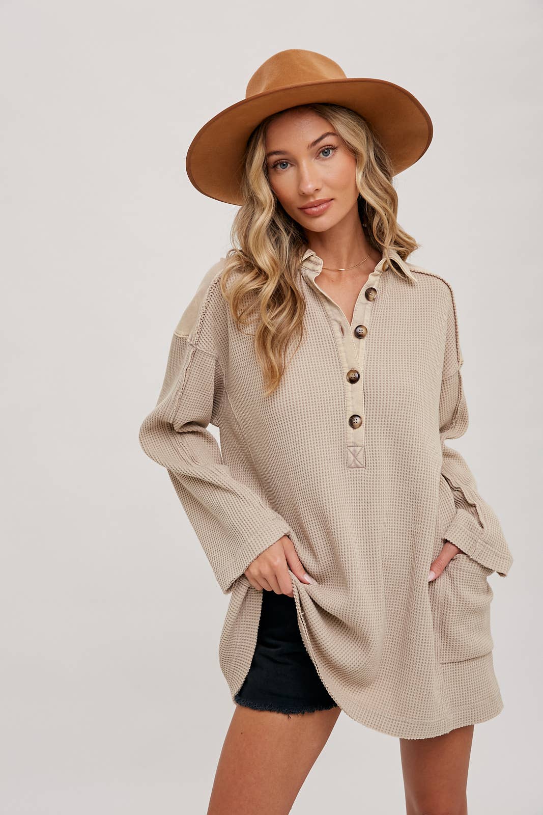 Bluivy - Wholesale Tunic - Women's - THERMAL HENLEY TUNIC SHIRT17