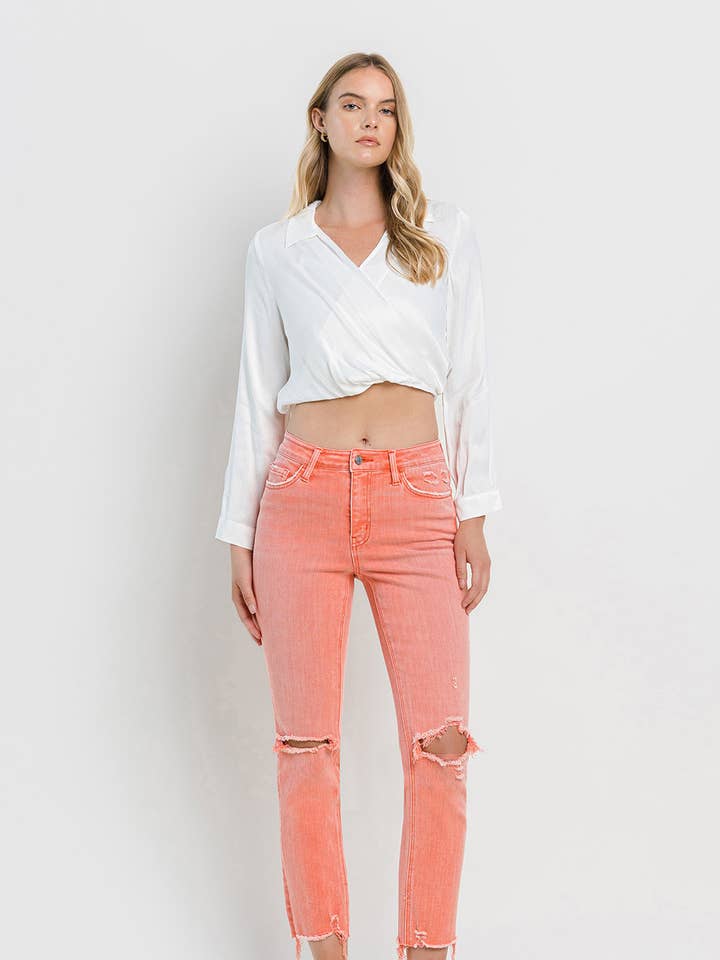 SLIM STRAIGHT JEANS MED HØJ HÆK F5022LTN for engroshandel hos FLYING MONKEY