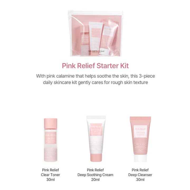 Best Beauty Group - Wholesale Skin Smoothing Kit - TOO COOL FOR SCHOOL Pink Relief Starter Kit Vegan Set