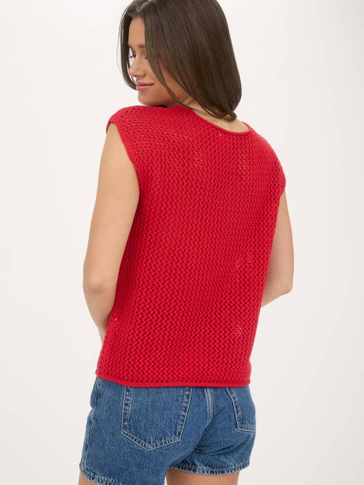 Blu Pepper - Wholesale Knit Sweater - Women's - AMERICAN FLAG CROCHET KNIT SWEATER TOP20