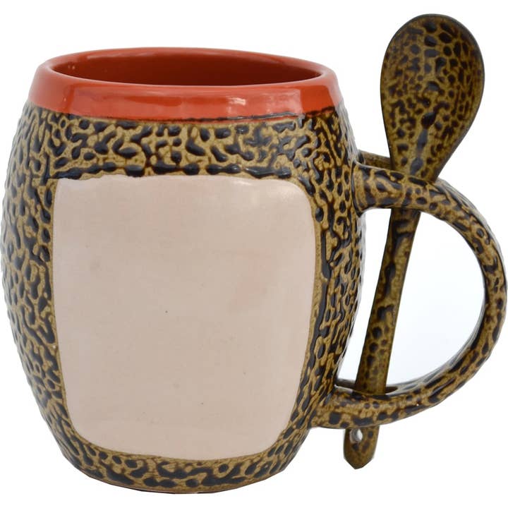 Always Azul Pottery - Wholesale Coffee Mug - Barn Owl Mug with Spoon (made to order)