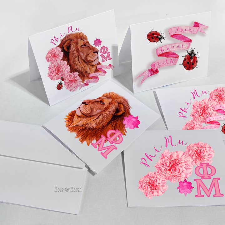 Conjunto Presente Phi Mu Notecard por atacado de Moss & Marsh