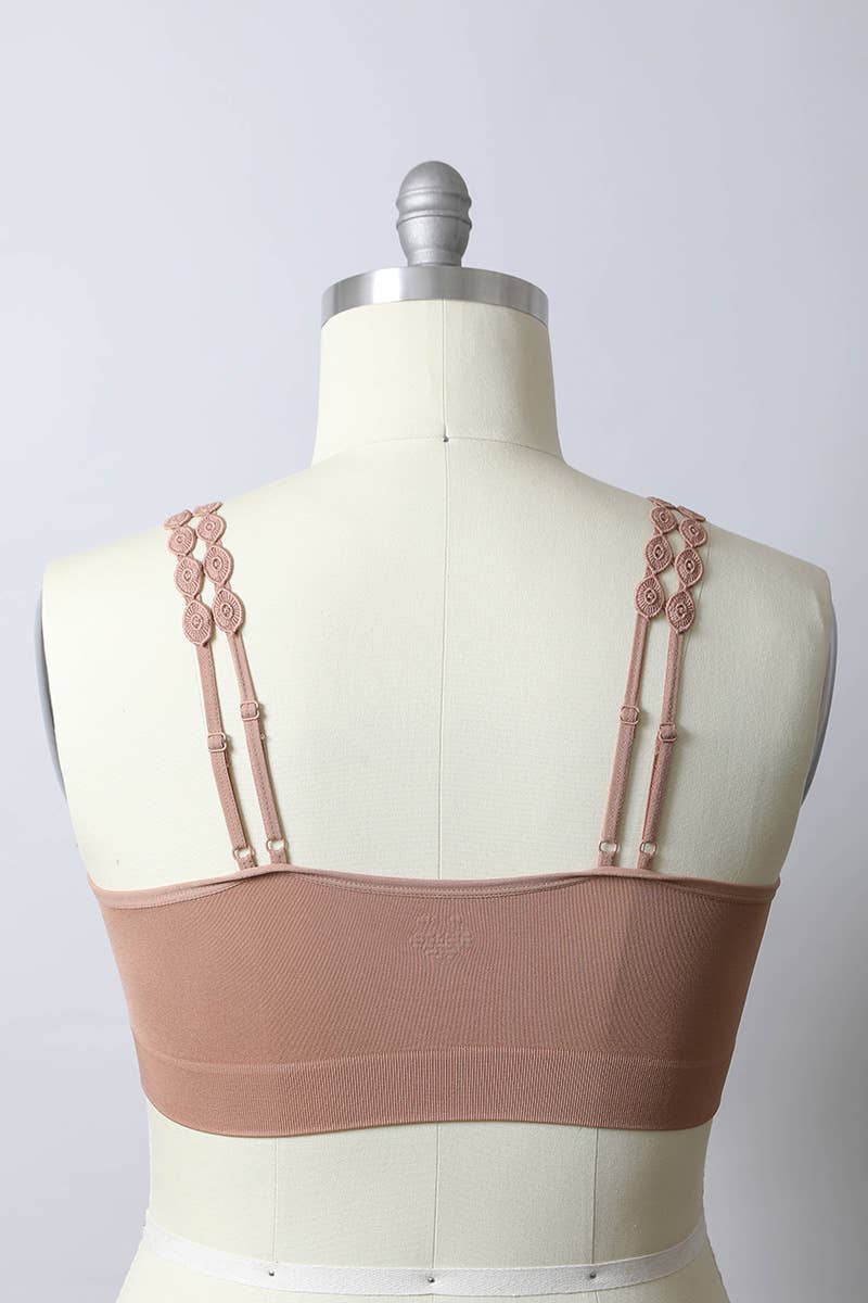 Leto Accessories - Wholesale Bralette - Women's - Boho Eye Lace Applique Bralette Plus Size5