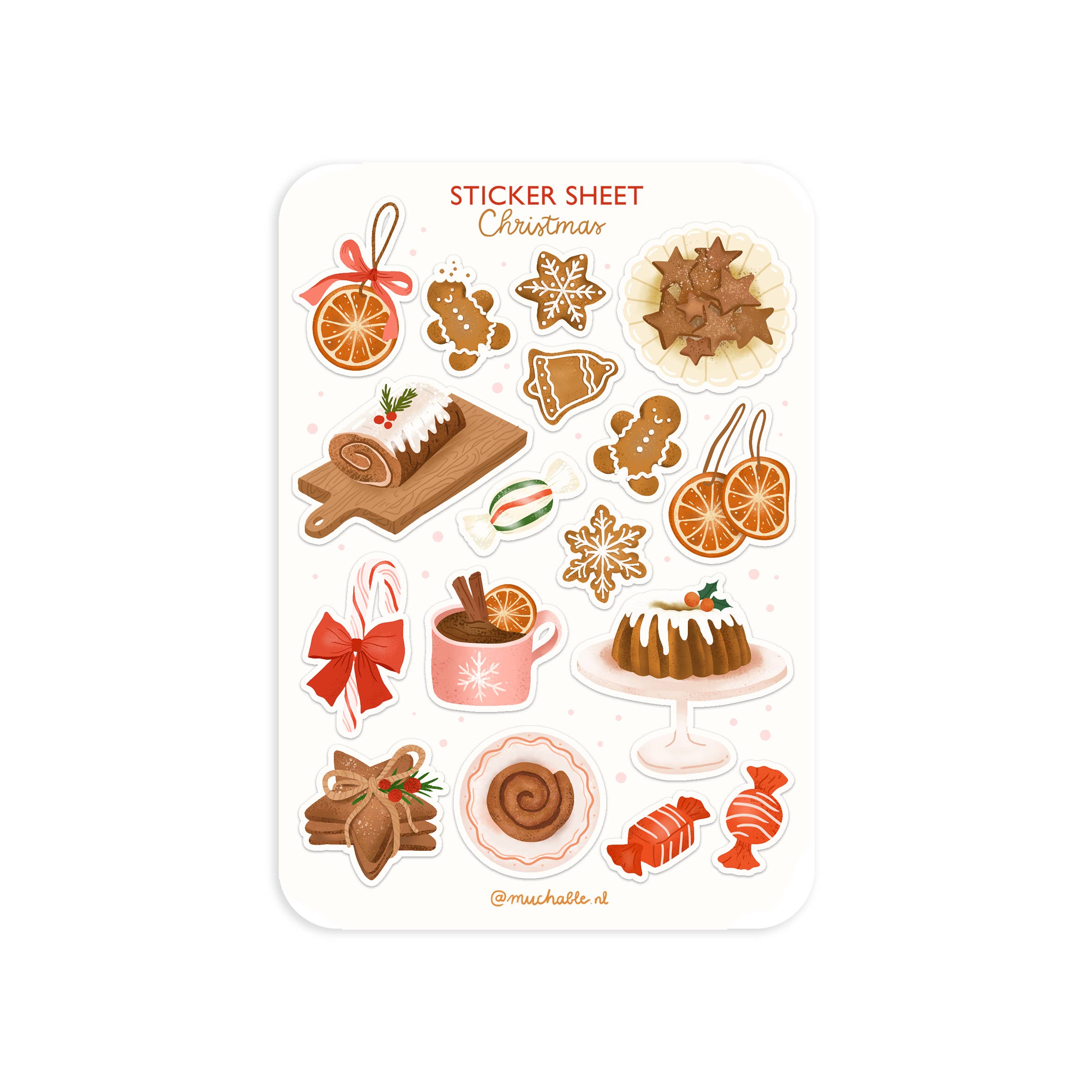 Muchable - Wholesale Sticker - A6 sticker sheet - Christmas - Christmas food cakes
