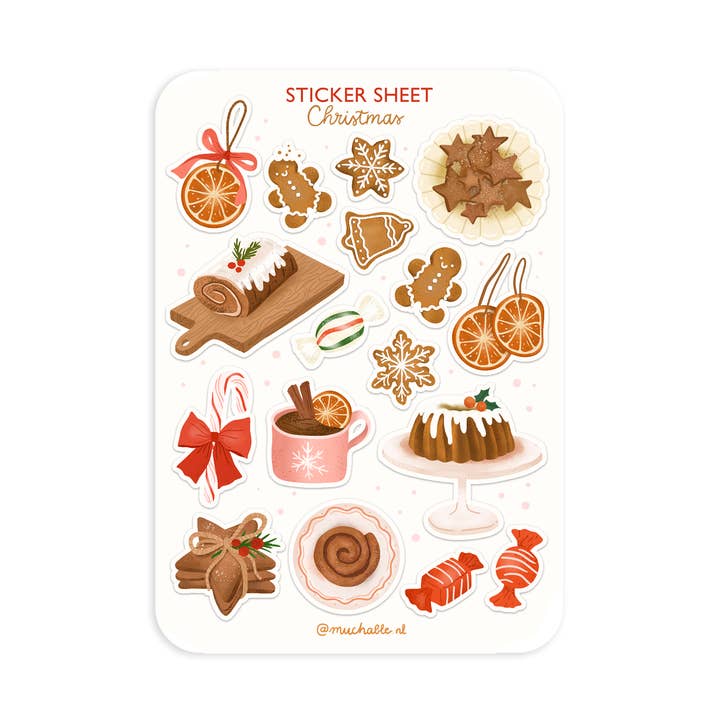 A6 sticker sheet - Christmas - Christmas food cakes for wholesale by Muchable