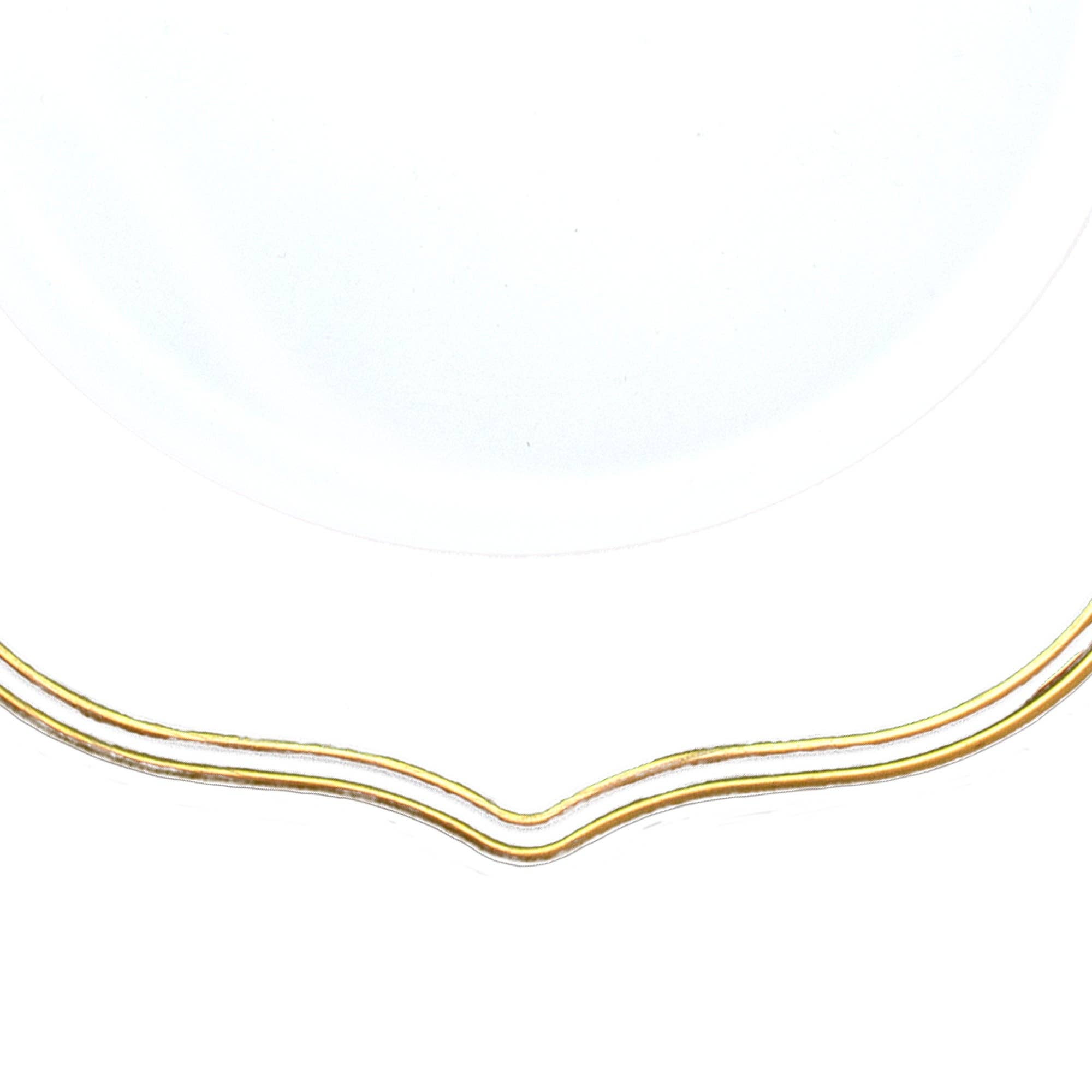 Portofino International Trading, USA - Wholesale Charger Plate - Scalloped with Gold Trim Plastic Charger Plate 13" - White1