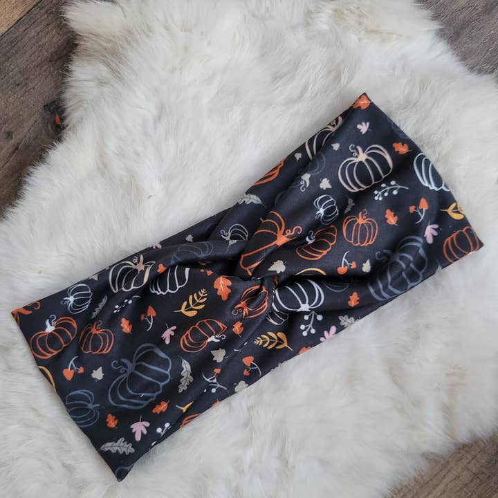 Sew fashionable headbands - Wholesale Fashion Headband - Women's - Black with pumpkins0