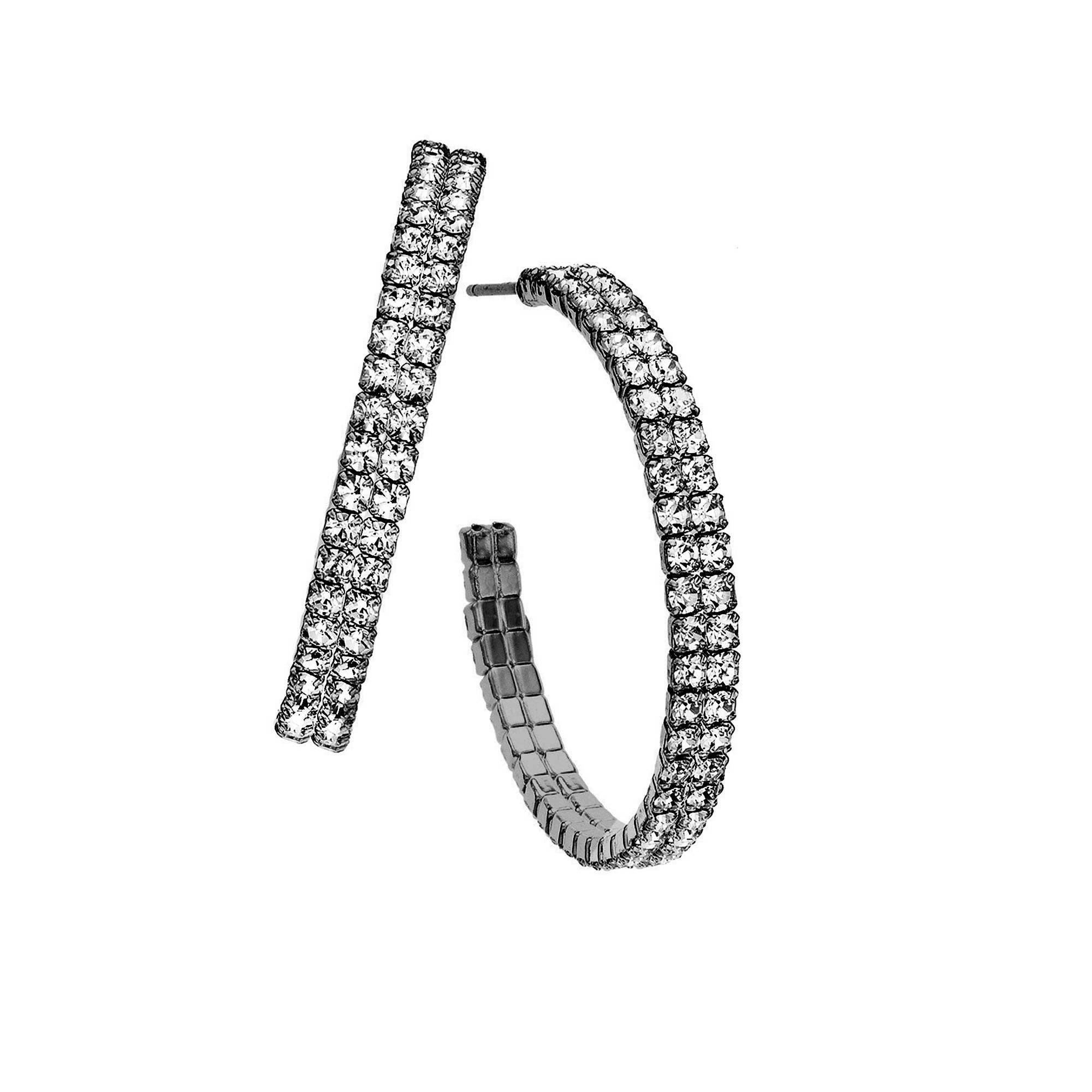 Luxe on Main LLC – Großhandel Hoops – Hoops, rhodiniert, 35 mm, 2-reihig, mit weißen Schreien8