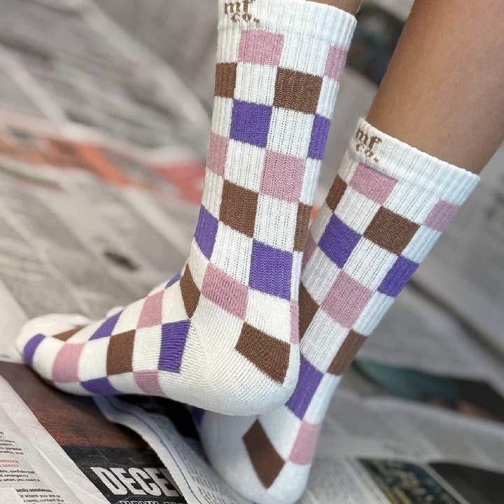 PINK CHECKERED | socks | retro tube for wholesale by Minimalist Folk Co.