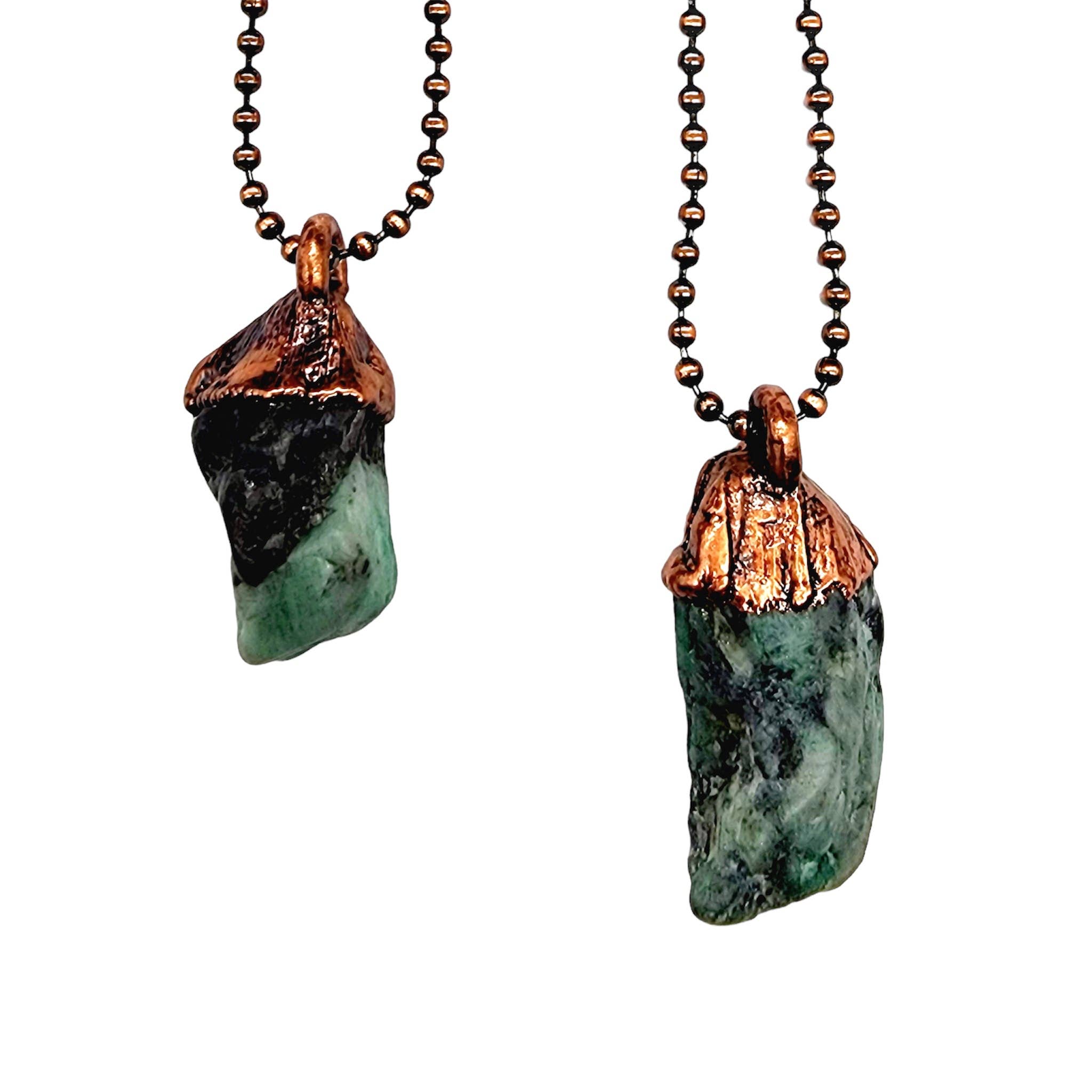 MergingMetals - Wholesale Pendant/Charm Necklace - Emerald in Matrix Necklace / Ball Chain1