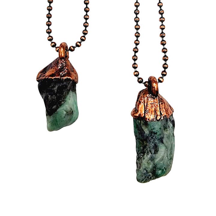 MergingMetals - Wholesale Pendant/Charm Necklace - Emerald in Matrix Necklace / Ball Chain1