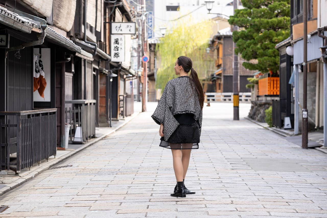 KOTO - Wholesale Jacket - Women's - KOTO　original tweed HAORI Jacket Black1