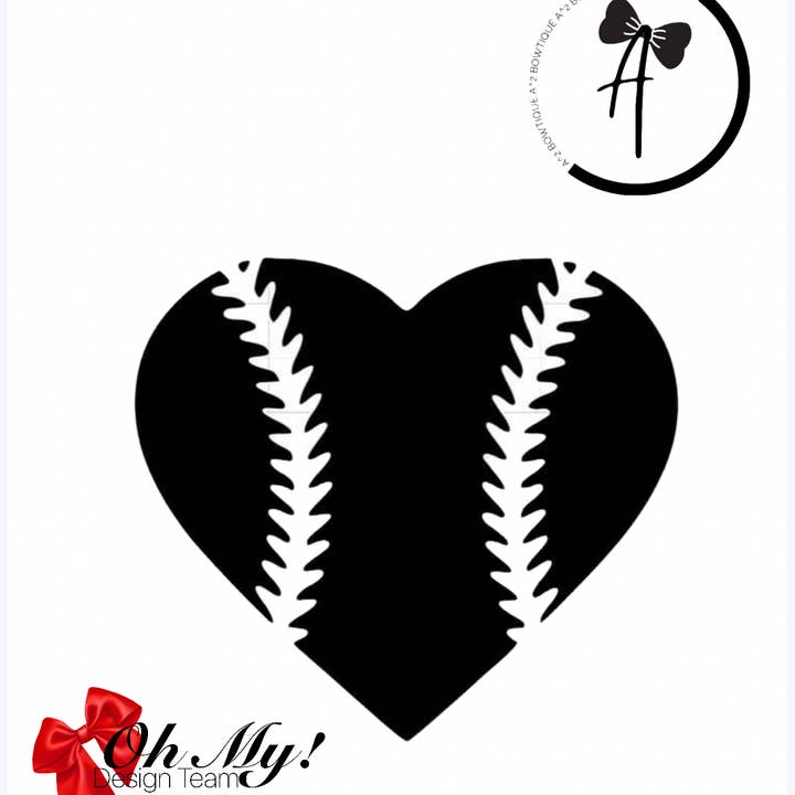 Softball Heart Decal for wholesale by A Squared Bowtique