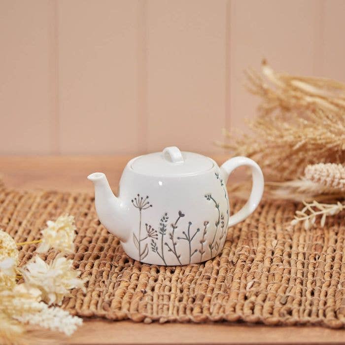 Langs - Wholesale Tea Pot - Stoneware Teapot with Debossed Cow Parsley Design