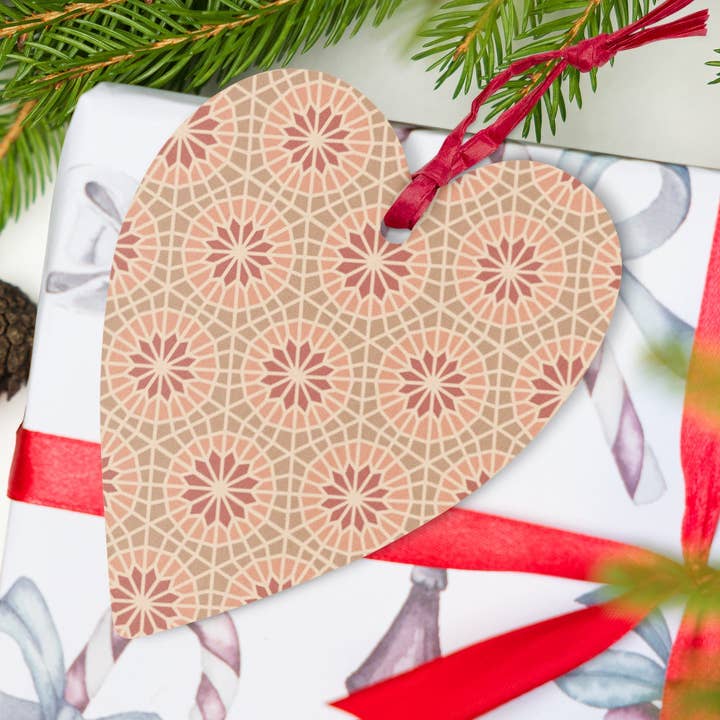 Wooden Holiday Ornaments - Geometric Star in Cocoa and Cream for wholesale by The Shamal