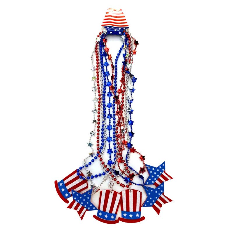 Deluxe Import Trading - Wholesale Jewelry Set - USA Flag Pin Chains 3pk0