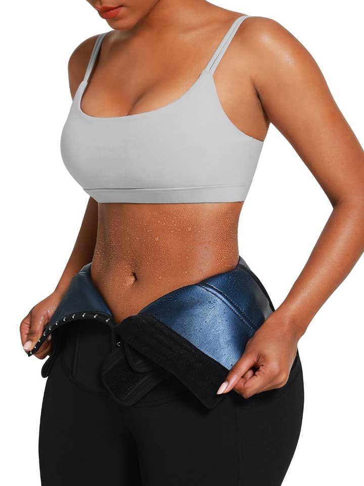 Entraîneur de taille en néoprène bleu taille haute réduction de la cellulite pour la vente par Blu Activewear