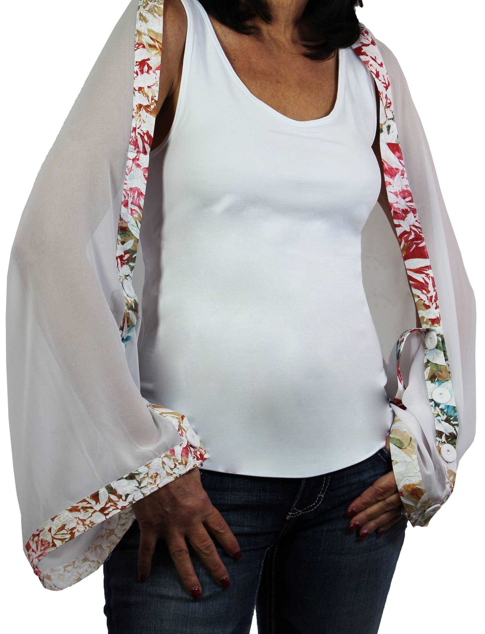 The Magic Scarf Company – wholesale Wrap – Women's – 1036 - Origami Trim Button Shawl/Shrug14