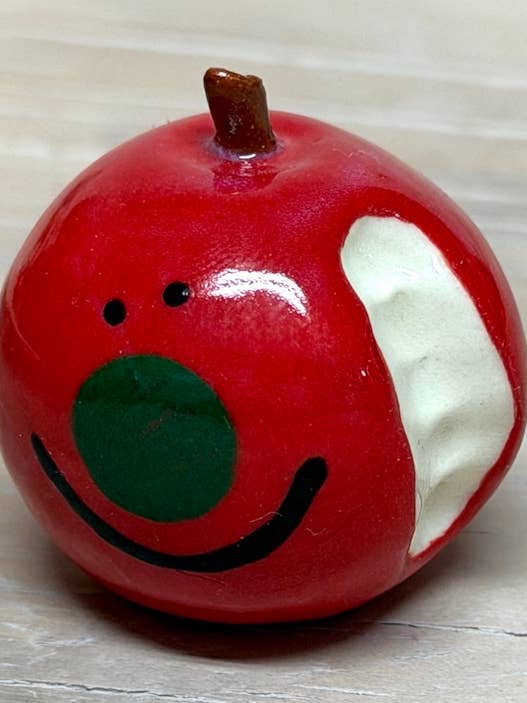Red Apple with Bite Ceramic Pal for wholesale by Rolly Poly Studios