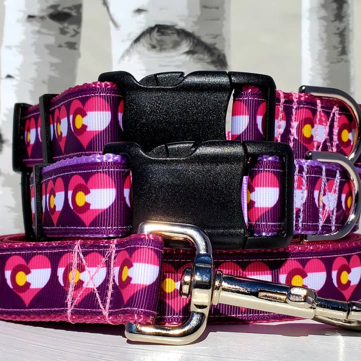 3/4" Roze of Lila Hondenhalsband, -riem of Martingale voor wholesale door Rocky Mountain Hound