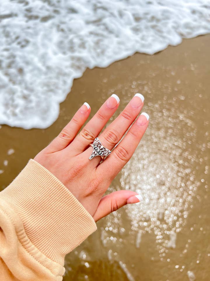Sterling Silver Mermaid Tail Ring, Ocean Lovers Jewelry for wholesale by 7 Seas Artistry