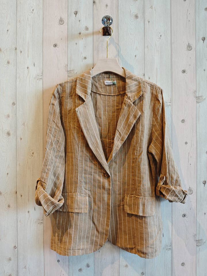 Linen & More - Wholesale Blazer - Women's - REF 3455 100% LINEN STRIPED BLAZER
