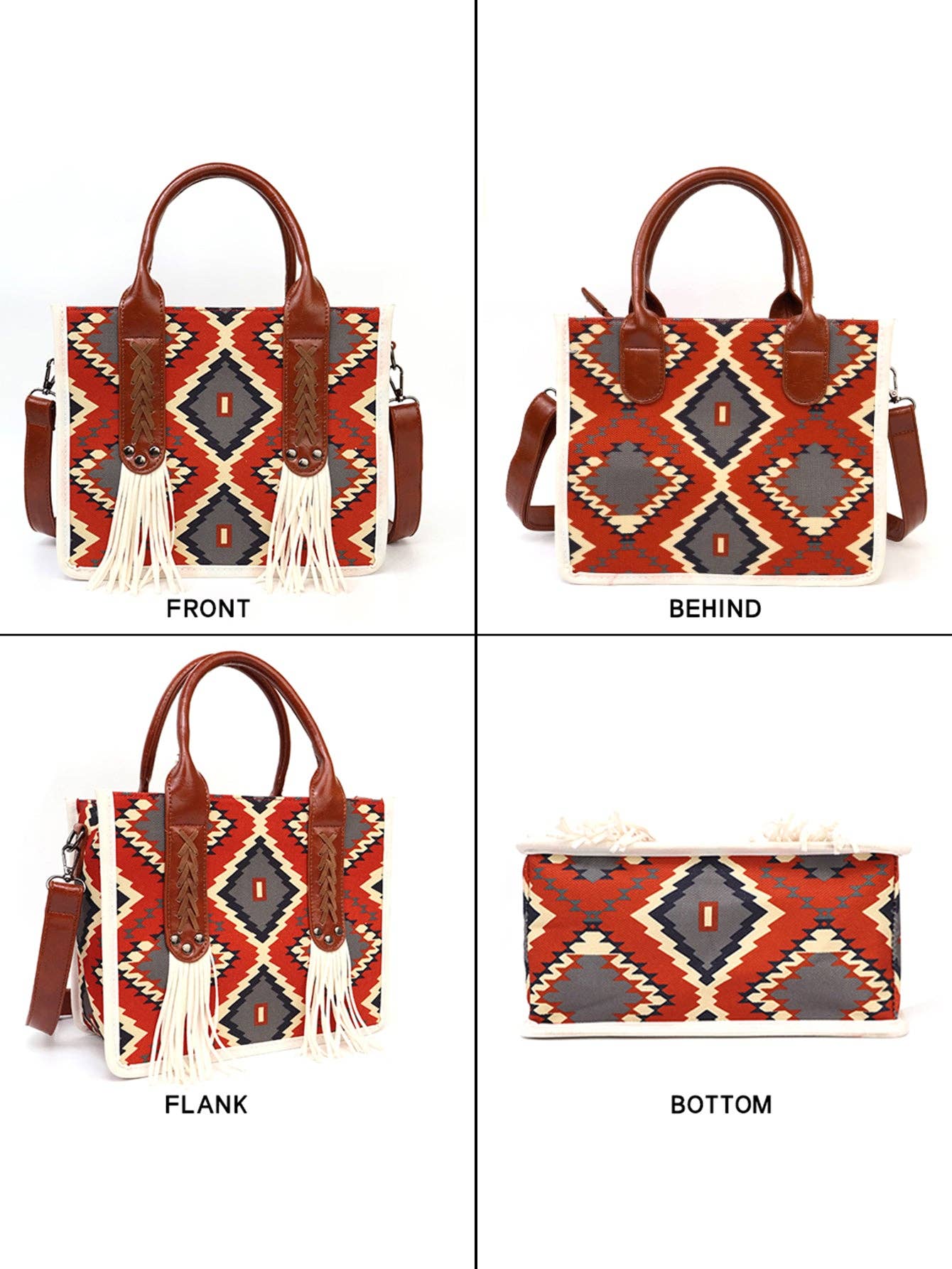 sassy kids palace - Wholesale Tote Bag - Women's - Fringe Aztec Western Tote Bag1