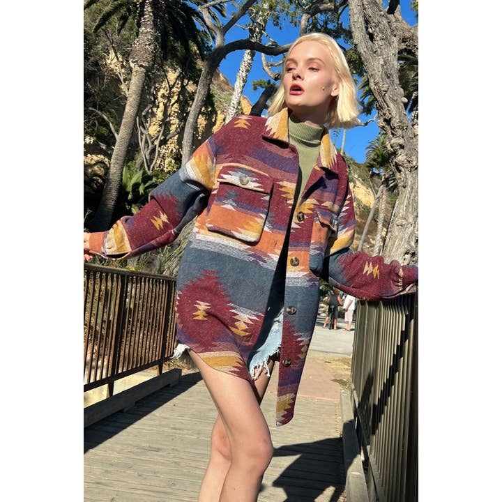 JACQUARD SHACKET WITH POCKET for wholesale by Mapcie