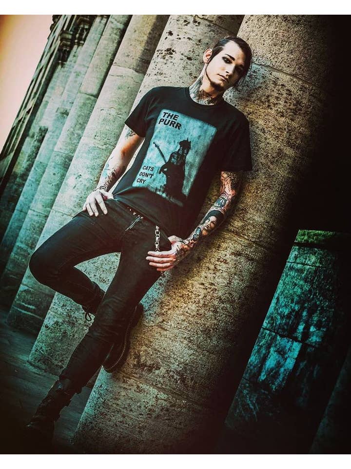 Gothicat - Wholesale Screen Printed T-Shirt - Unisex - The Purr "Cats don't cry" T-shirt3