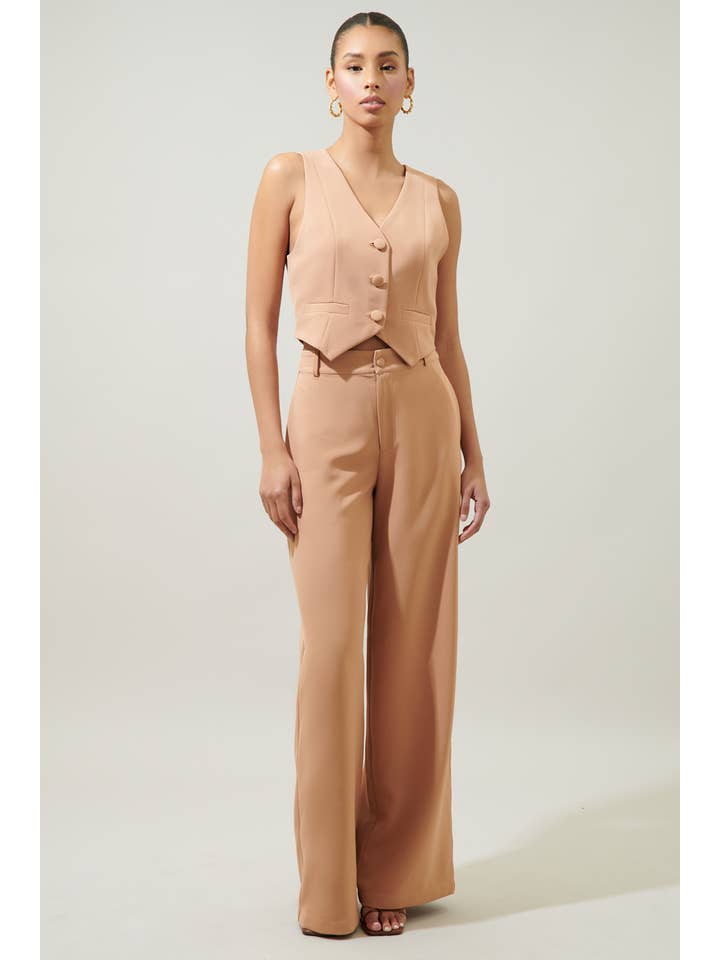 Sugarlips - Wholesale Pants - Women's - Chelsea Belted Wide Leg Trousers