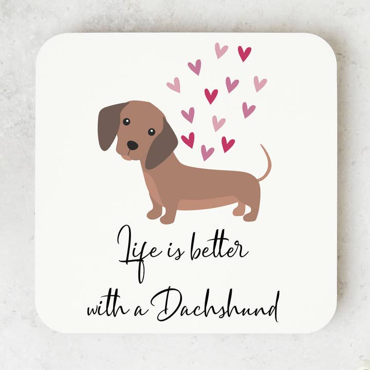 Dachshund Coaster, Dog Gifts, Coffee Shop, Funny Quotes for wholesale by Pretty Little Personalised