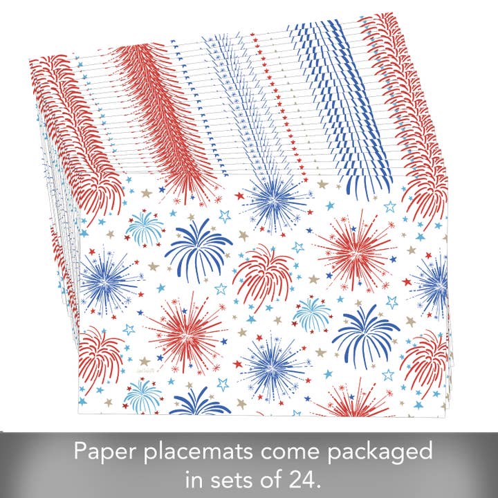 CounterArt/Highland Home/Thirstystone/CoasterStone - Wholesale Disposable Placemat - "Star Spangled" Premium Paper Stock Placemats 24 Sheet