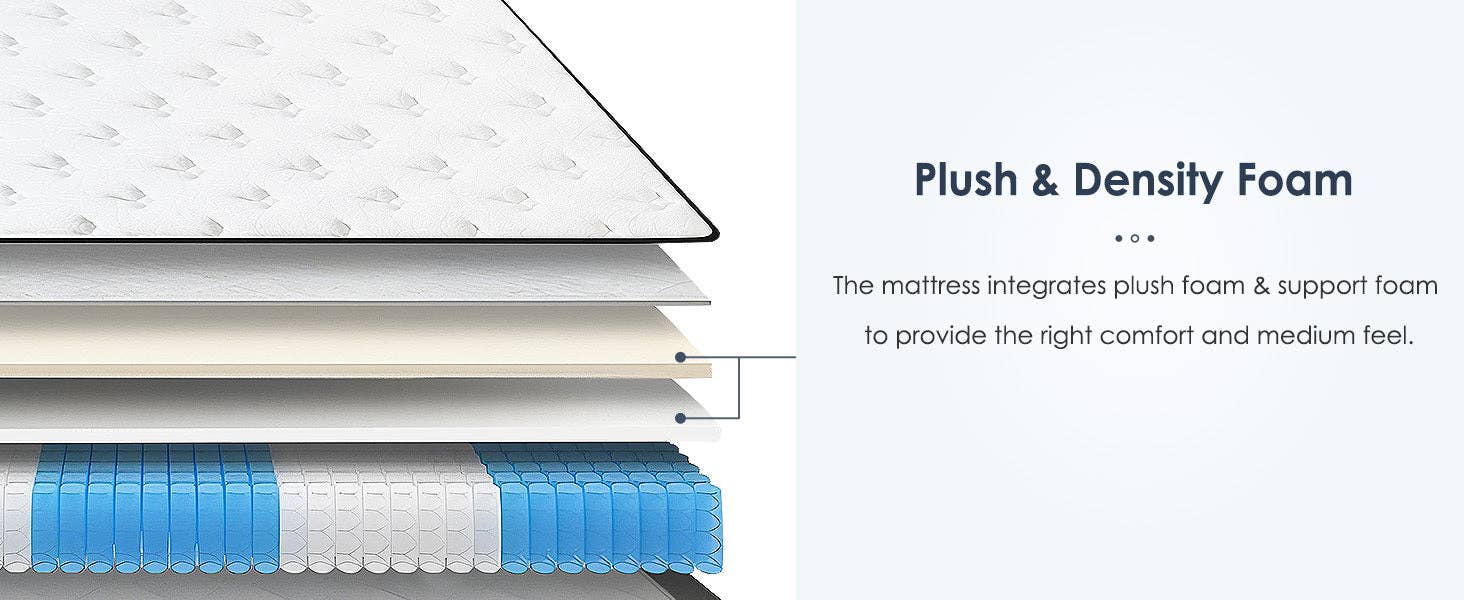 39F Inc. - Wholesale Bed - 12''Hybrid Full Mattress with Pocket Springs and Memory Foam15