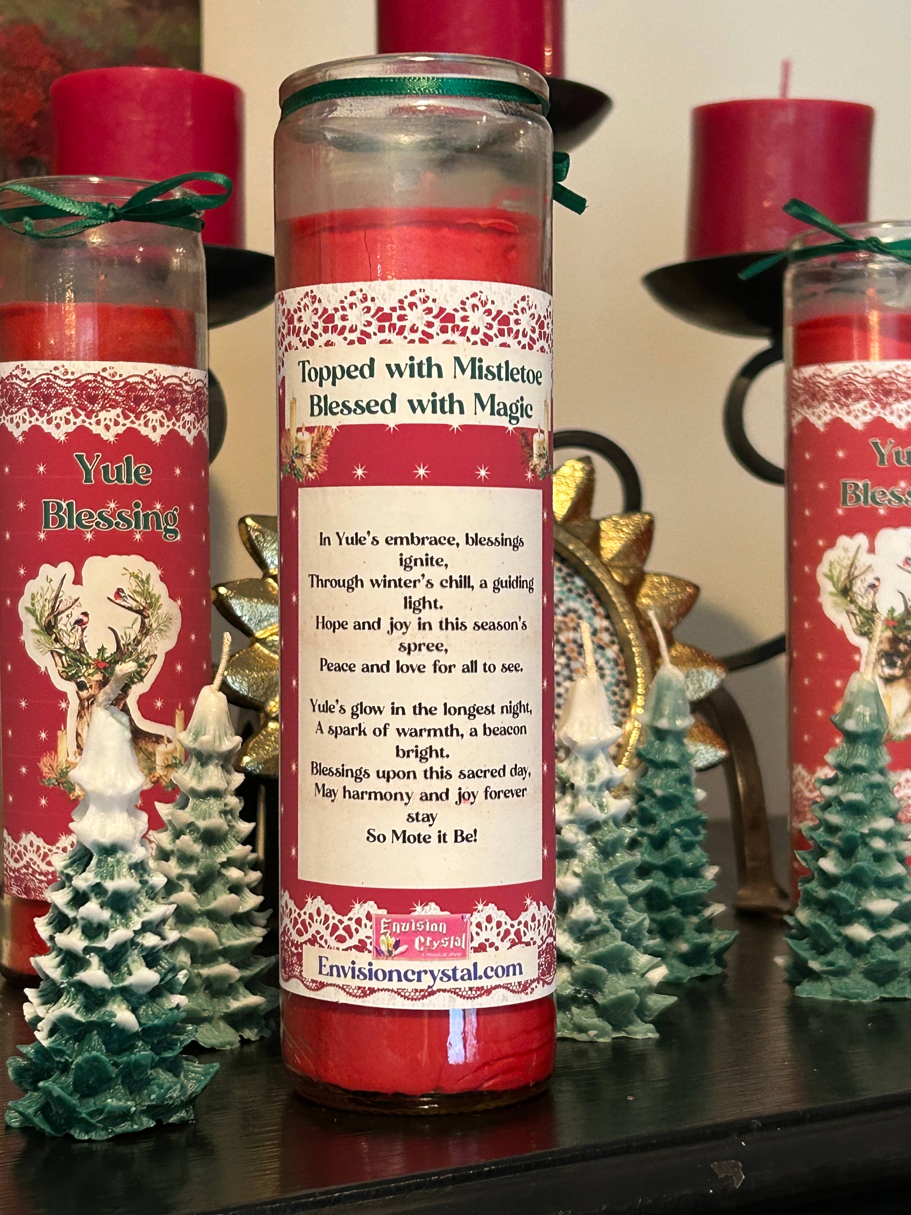 Envision Crystal - Wholesale Jar/Filled Candle - Yule Classic Christmas 7 Day Candle Scented - Witchy Spell1